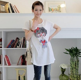 Maternity white short-sleeve T-shirt all-match 7037