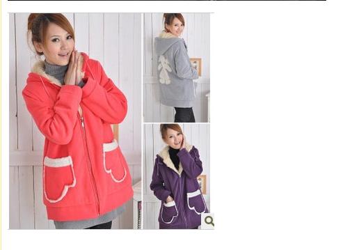 Maternity winter maternity thickening thermal wadded jacket cotton-padded jacket maternity hooded cardigan