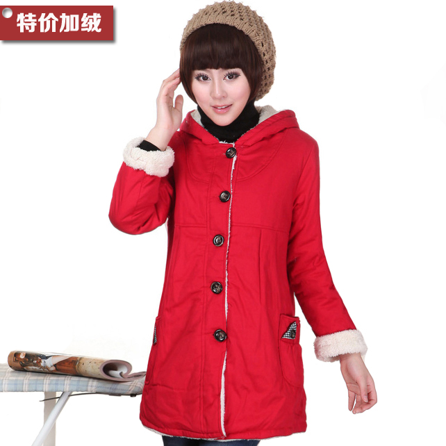 Maternity winter outerwear maternity wadded jacket maternity cotton-padded jacket plus velvet thickening thermal plus size