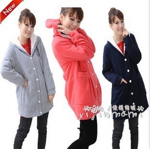 Maternity winter thickening berber fleece long maternity wadded jacket maternity thermal outerwear 11077