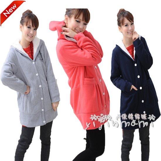 Maternity winter thickening berber fleece long maternity wadded jacket outerwear 11077