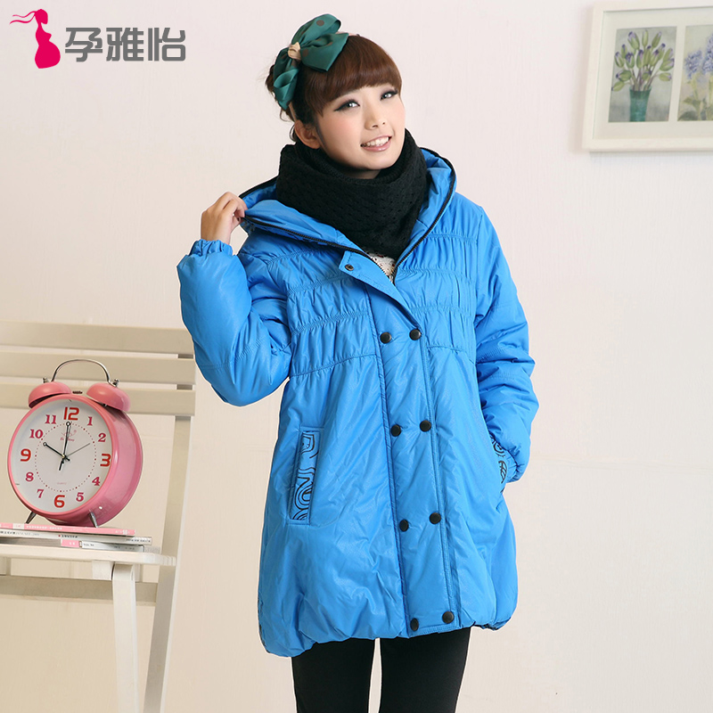 Maternity winter thickening outerwear fashion print maternity wadded jacket double breasted thermal maternity cotton-padded
