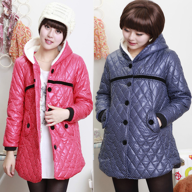 Maternity winter thickening outerwear maternity clothing maternity wadded jacket hooded maternity thermal cotton-padded jacket