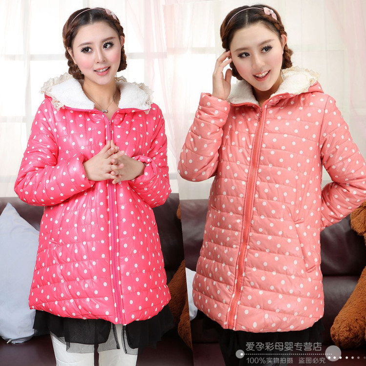 Maternity winter wadded jacket fashion dot maternity thermal outerwear winter maternity thickening cotton-padded jacket