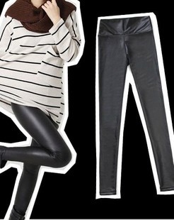 Matt faux leather pants fashion autumn and winter female slim japanned leather pants ankle length legging pants kz090