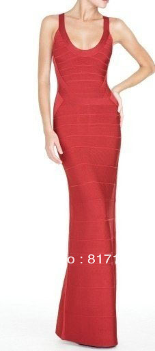 Maxi Backless Women's Long 2012 Evening Dress HL Bandage Sexy Black Red Cocktail Party Dresses