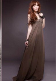 Maxi Sexy One-Shoulder Long Dress Deep Khaki free shipping X10022316