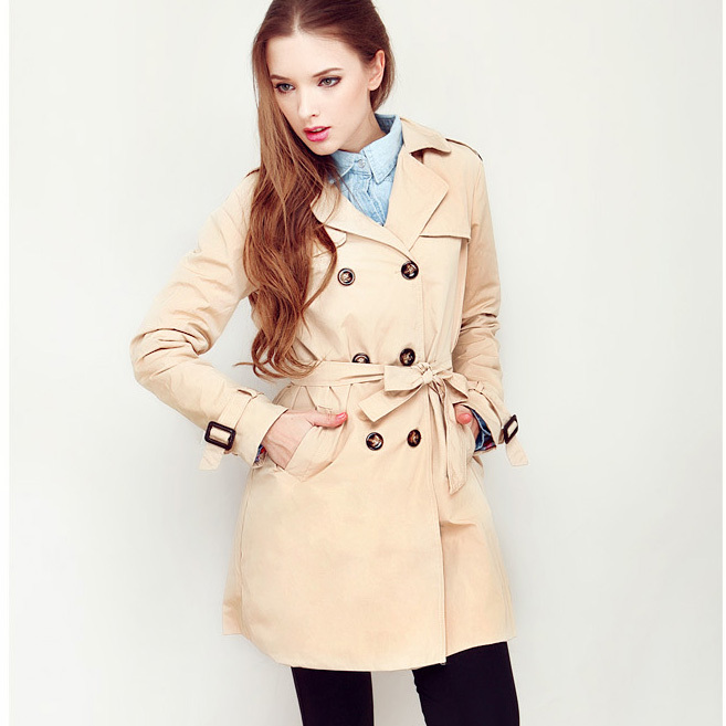 Mcoo 2012 fashion trench outerwear female double breasted slim trench women's