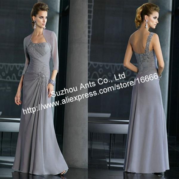 MD307 One shoulder With Bolero Fashion Chiffon Gray 2012 Mother Dress Evening Wholesale