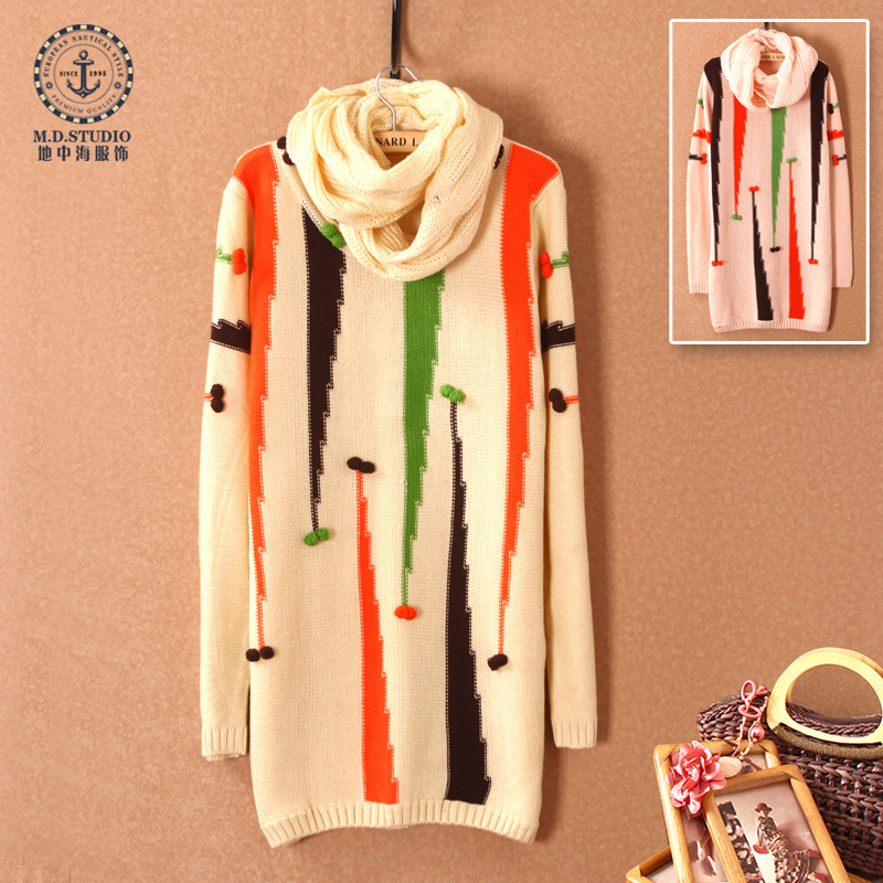 Mdstudio spring and autumn multicolour paint stereo small sphere long-sleeve sweater muffler scarf