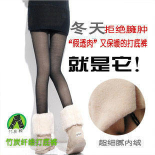 Meat step on the foot loop pile thickening bamboo pants autumn and winter female double layer thermal legging k531