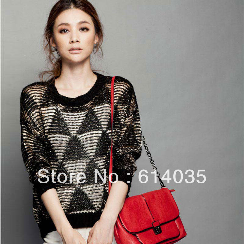 MECOX LANE euromoda colorful triangle jacquard wool knitted sweater