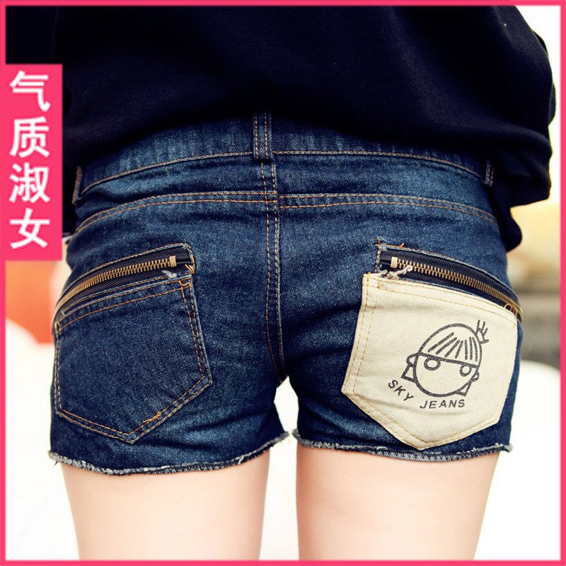 Medium-large women's summer 2012 zipper distrressed wearing white denim shorts hot trousers k571 Free shipping