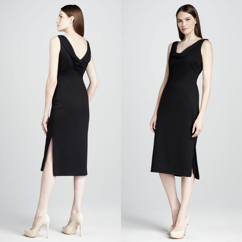 Medium-long formal dress black satin fabric dress double-shoulder V-neck placketing midguts hs91
