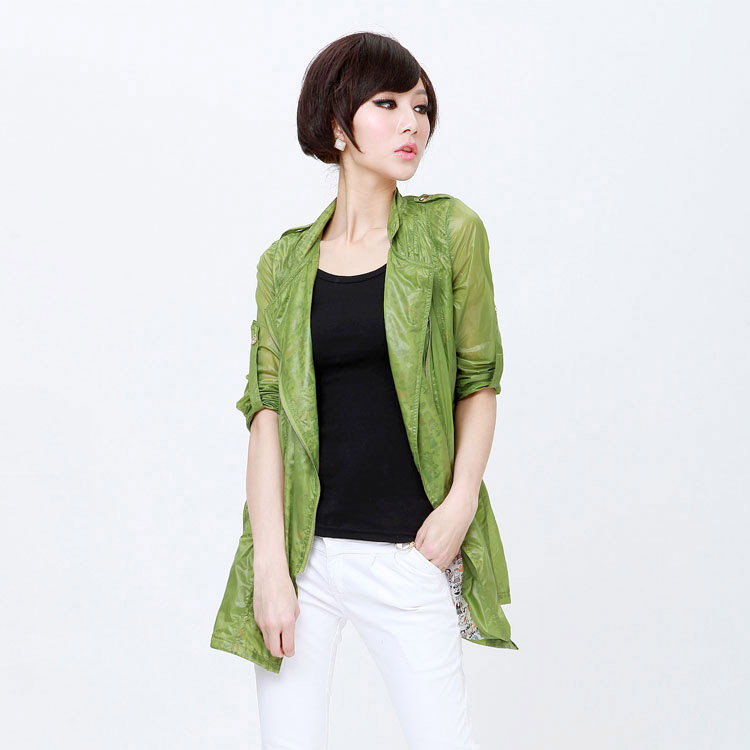 Medium-long sun protection clothing trench transparent long-sleeve sun protection clothing candy outerwear 225 e1