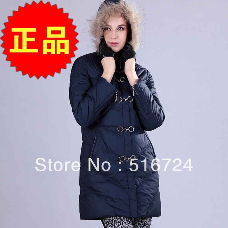 Medium-long winter female fur collar thickening down coat g-538a