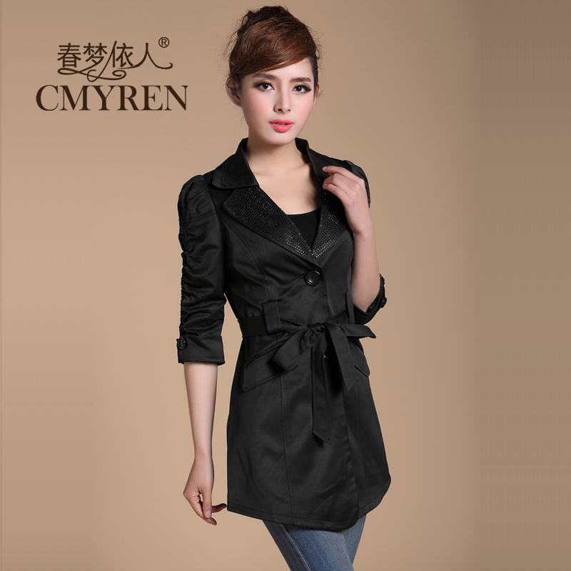 Medium-long women's trench female outerwear spring and autumn Women 2013 women's