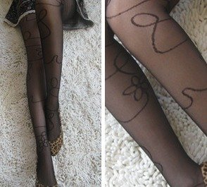 Meet Beauty-Free Shipping,2012 New Arrival, Sexy Daffodil Jacquard Weave stocking,Tight Black Panty Hose
