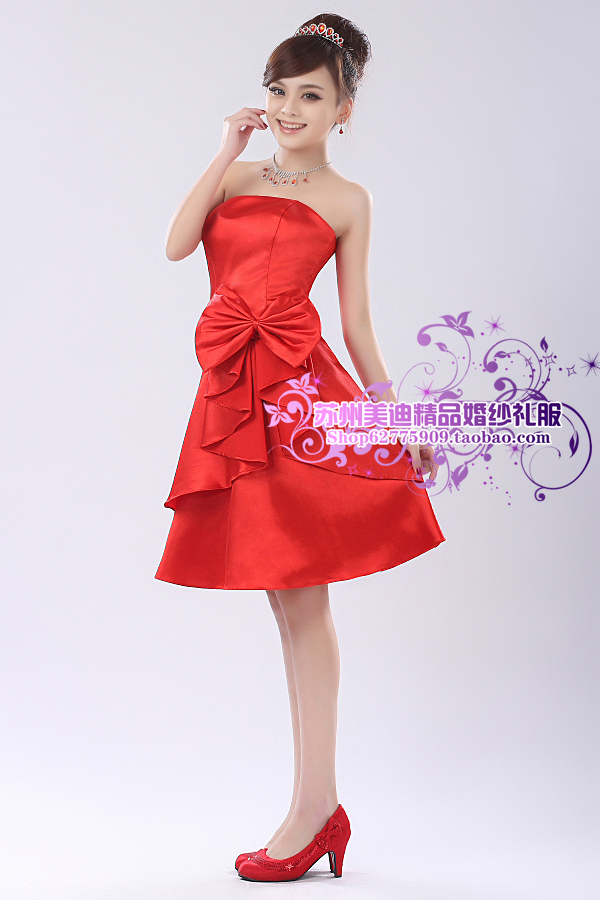 Meidi boutique red slim short skirt bridesmaid dress tube top