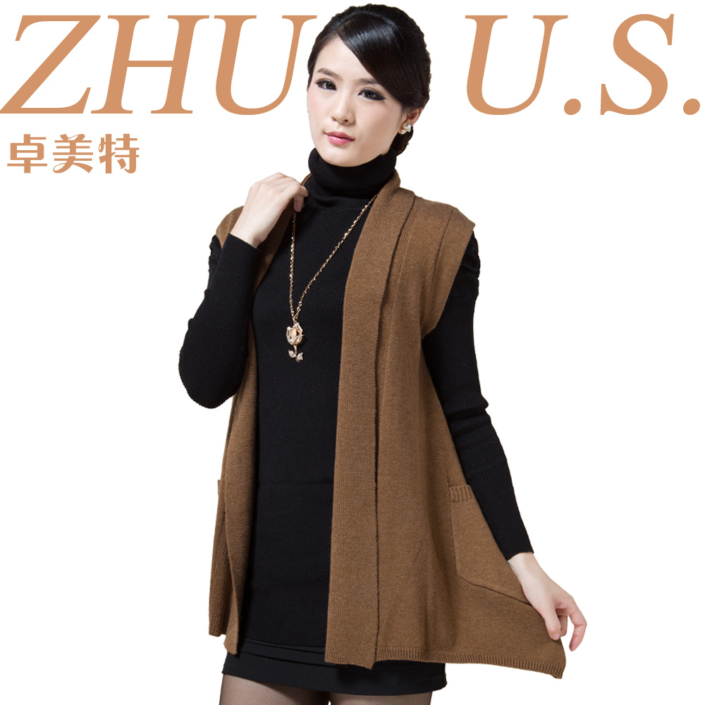 Meite 2013 spring women's loose sleeveless shoulder cape medium-long elegant cardigan female