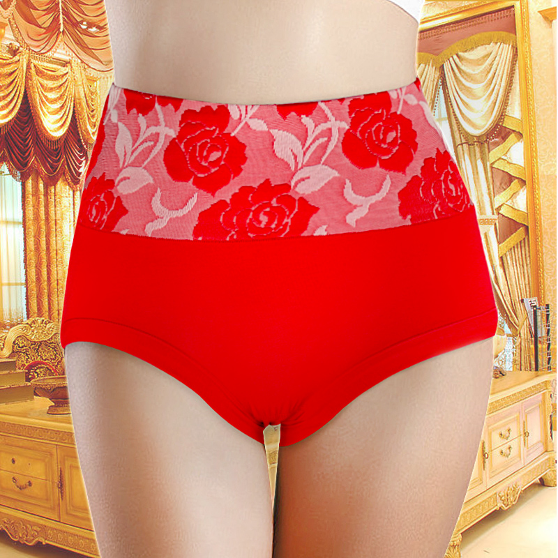 Meiya female red underwear new arrival elegant rose high waist panty female 100% cotton 467