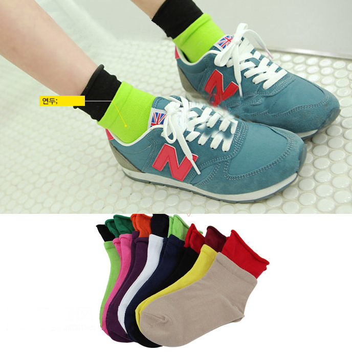 Men and women socks candy color socks double layer sock canvas shoes dw044