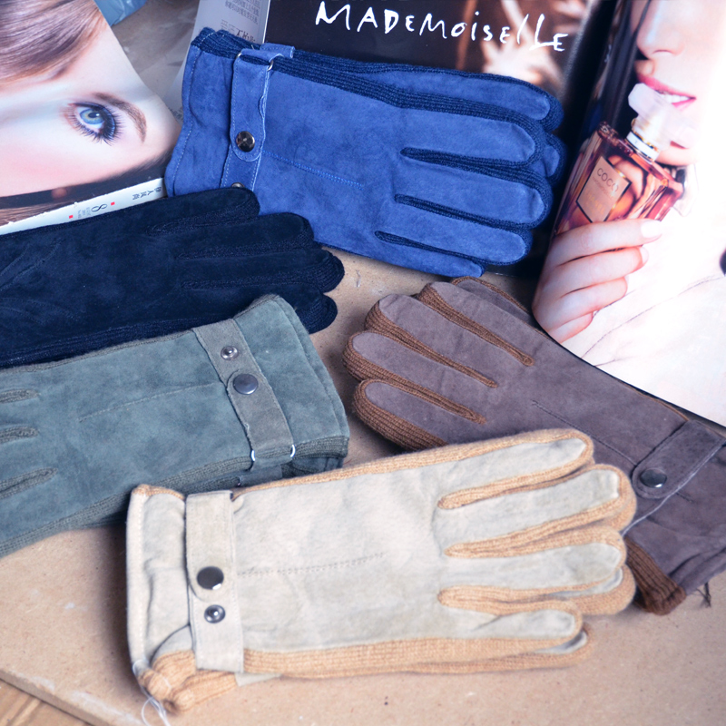 Men and women winter leather gloves knitwear for men and women