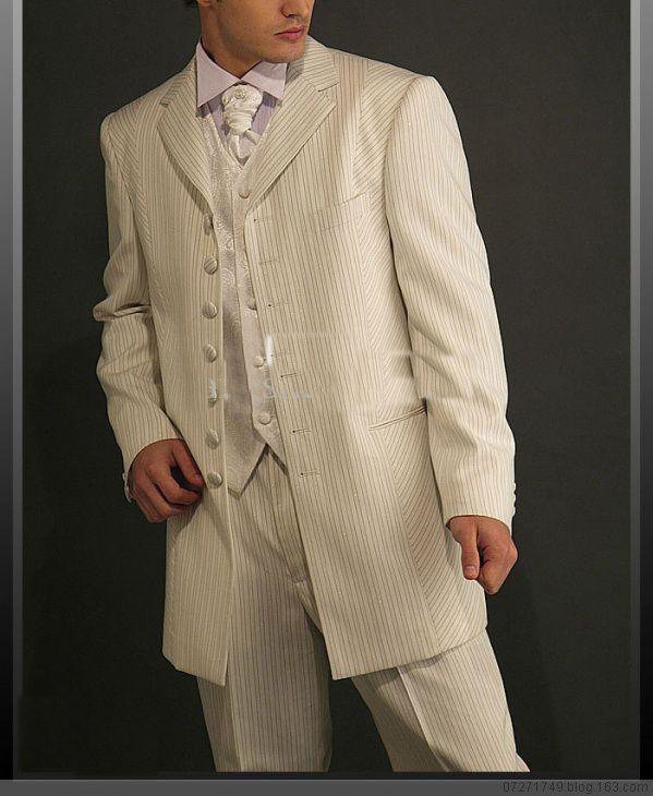 Men's Wedding Suit White With Narrow Stripes Wedding Suit , Fashion Groom Tuxedos , Drop shipping@#$