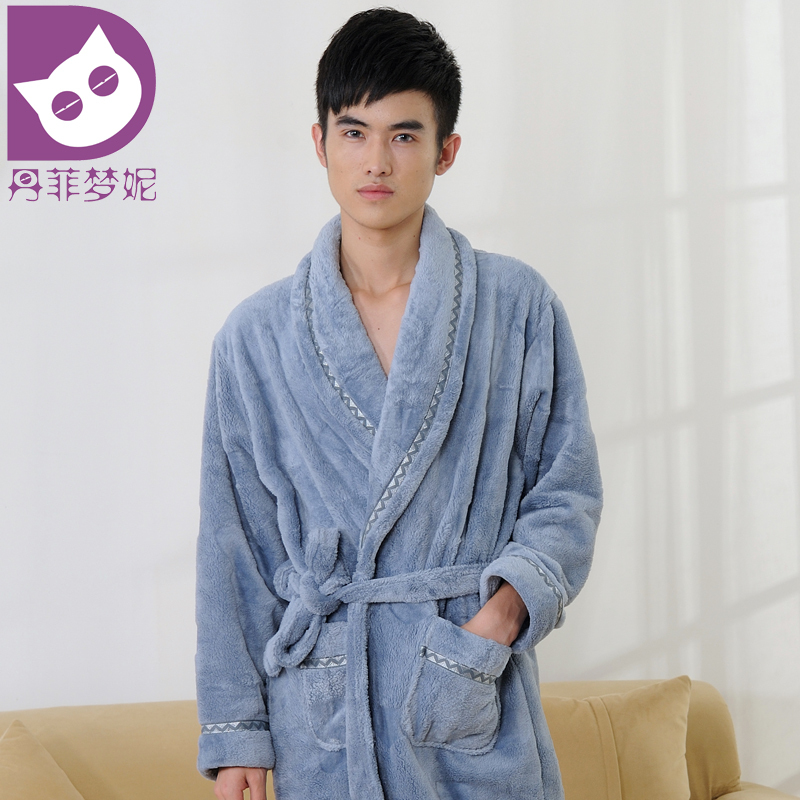 Men's winter sleepwear male robe thickening coral fleece bathrobe 9406