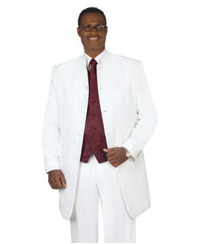 Mens White 5 Button Mandarin Tuxedo - Includes Pants!