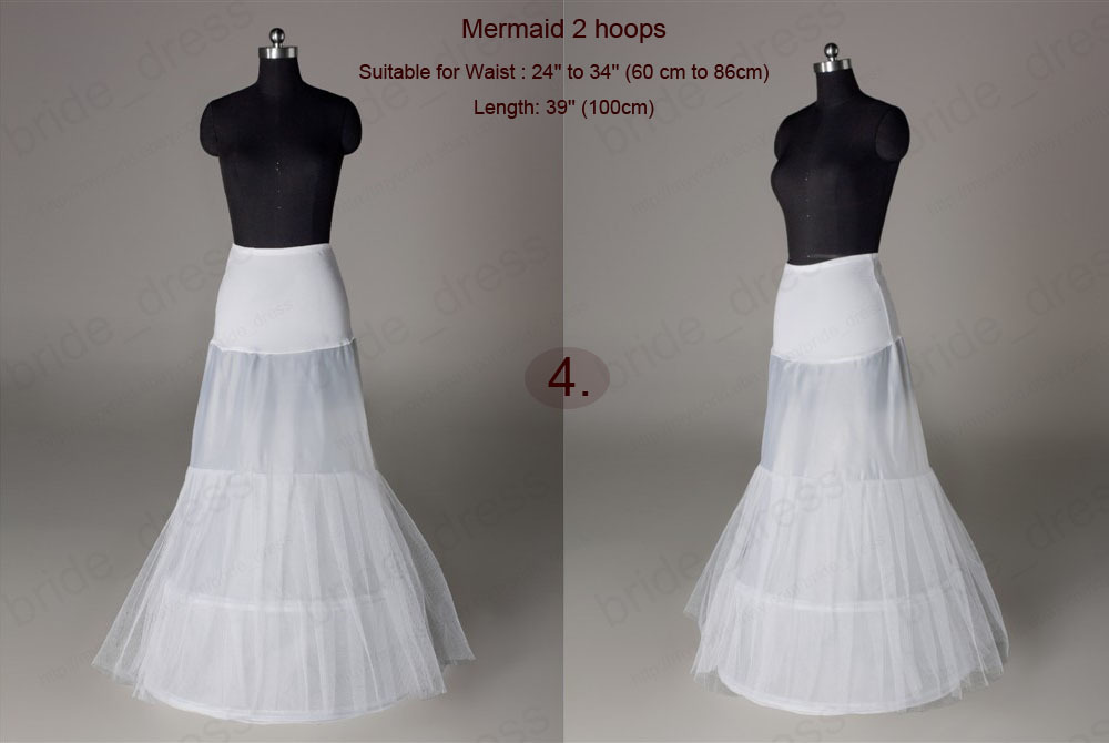 Mermaid 2 Hoops White Petticoat Wedding Gown Crinoline Petticoat Skirt Slip XSG008