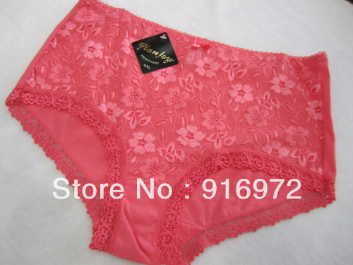 Mermaid Women Sexy modal+lace Briefs plus size  25$/10pieces in watermelon red free shipping