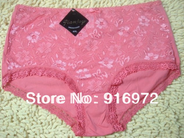 Mermaid Women Sexy modal+lace Briefs plus size  6$/3pieces in watermelon red