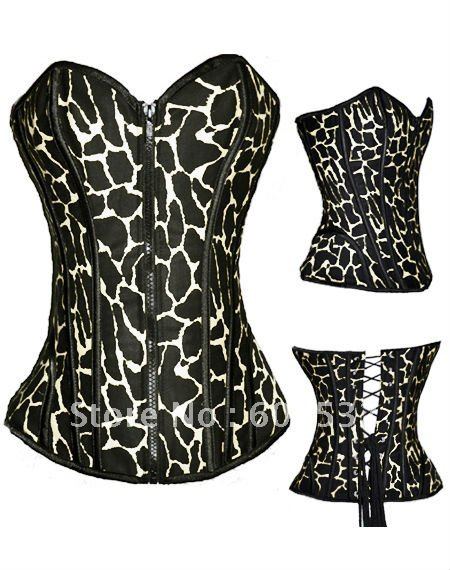 Metal Boning leopard Corset  Sexy LingerieThree colors available