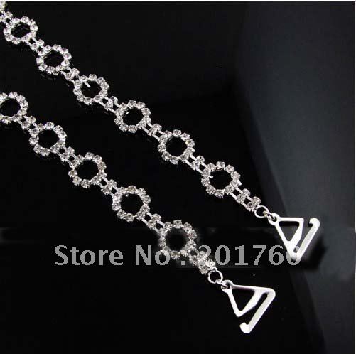 Metal bra straps Bra Accessories Double row of flowers crystal Bra Tape  5pcs/lot free shiping