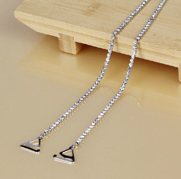Metal diamond shoulder strap diamond underwear bra with Dense drilling single row