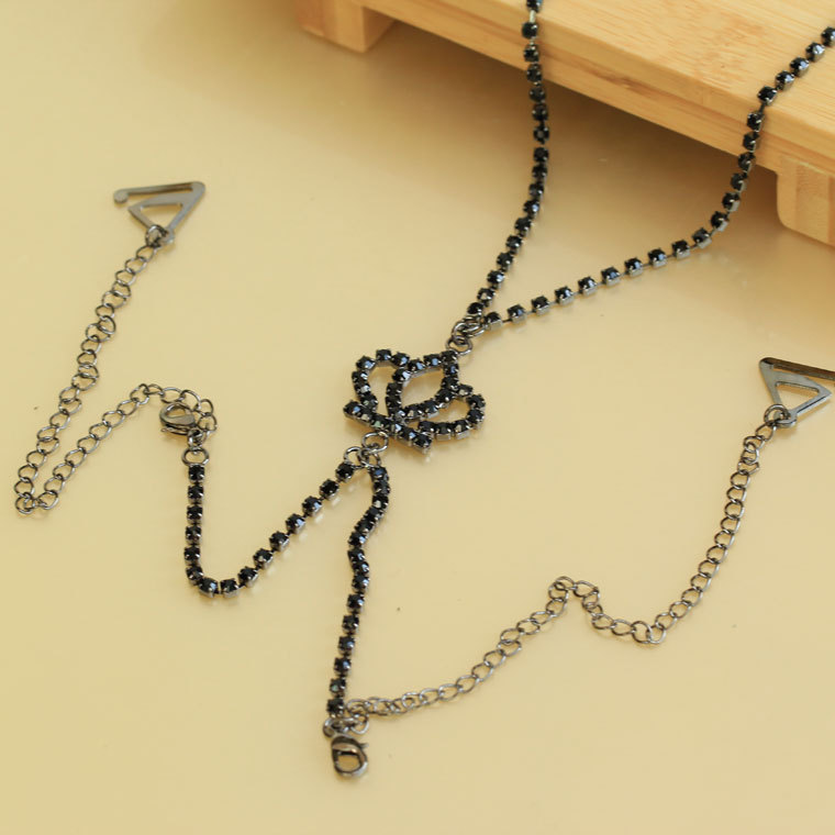Metal diamond shoulder strap rhinestone shoulder strap rhinestone underwear pectoral girdle back black ha0122