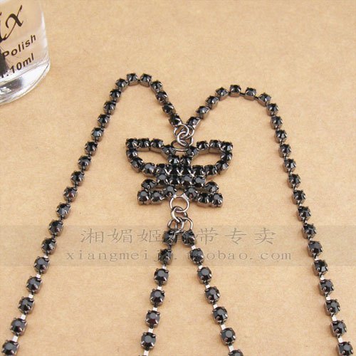 Metal diamond shoulder strap rhinestone shoulder strap rhinestone underwear pectoral girdle back butterfly black