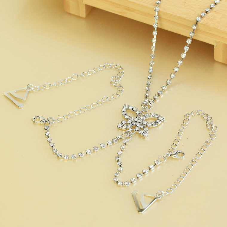 Metal diamond shoulder strap rhinestone shoulder strap rhinestone underwear pectoral girdle back butterfly white ha0123-1