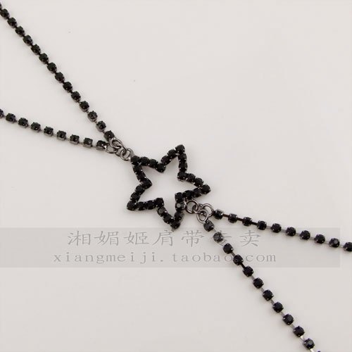 Metal diamond shoulder strap rhinestone shoulder strap rhinestone underwear pectoral girdle back five-pointed star black