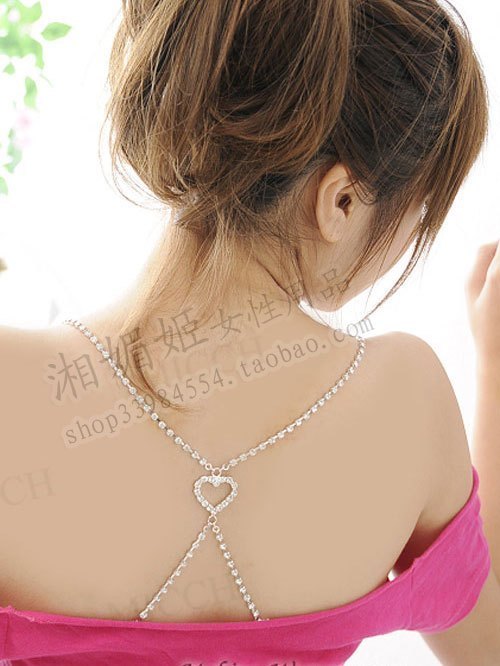 Metal diamond shoulder strap rhinestone shoulder strap rhinestone underwear pectoral girdle back heart white