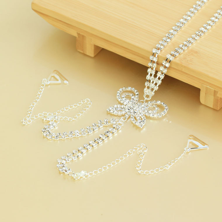 Metal diamond shoulder strap rhinestone shoulder strap rhinestone underwear pectoral girdle back of the big butterfly white
