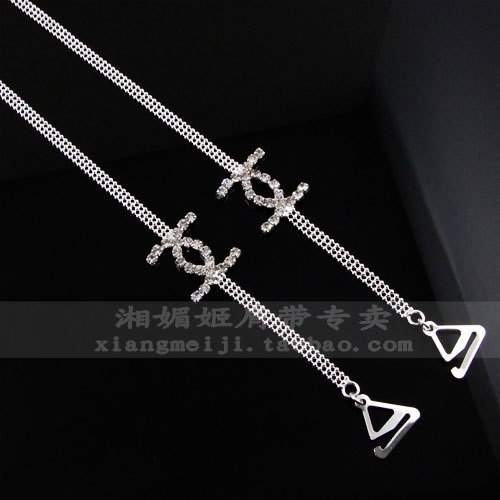 Metal diamond shoulder strap rhinestone shoulder strap rhinestone underwear pectoral girdle beads cc silver