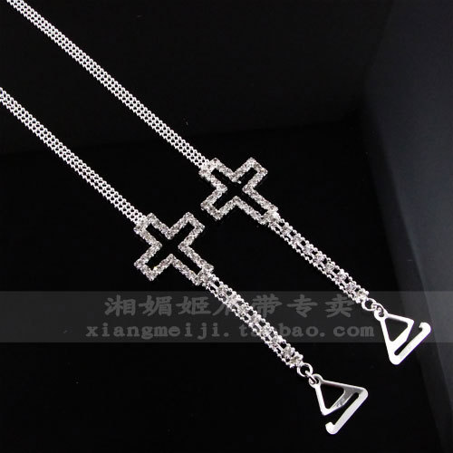 Metal diamond shoulder strap rhinestone shoulder strap rhinestone underwear pectoral girdle beads cross silver sz0330