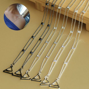 Metal diamond shoulder strap rhinestone shoulder strap rhinestone underwear pectoral girdle double beads clip silver