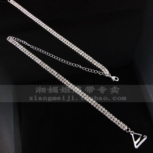 Metal diamond shoulder strap rhinestone shoulder strap rhinestone underwear pectoral girdle double-breasted white halter-neck