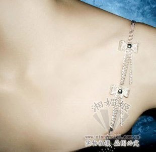 Metal diamond shoulder strap rhinestone shoulder strap rhinestone underwear pectoral girdle wire bow silver