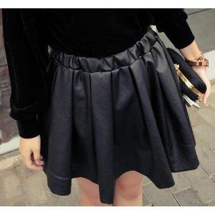 Metal fashion vintage PU high waist expansion bottom bust skirt bud short skirt A - shaped type leather skirt 2