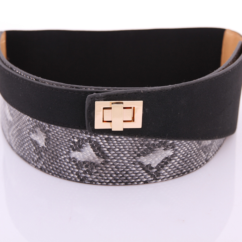 Meters crocodile pattern color block decoration leather wide cummerbund decoration elastic strap belt all-match female 6