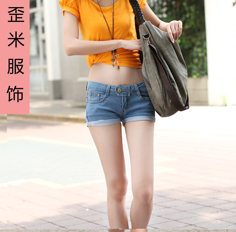 Meters women's summer loose roll-up hem shorts denim shorts female
